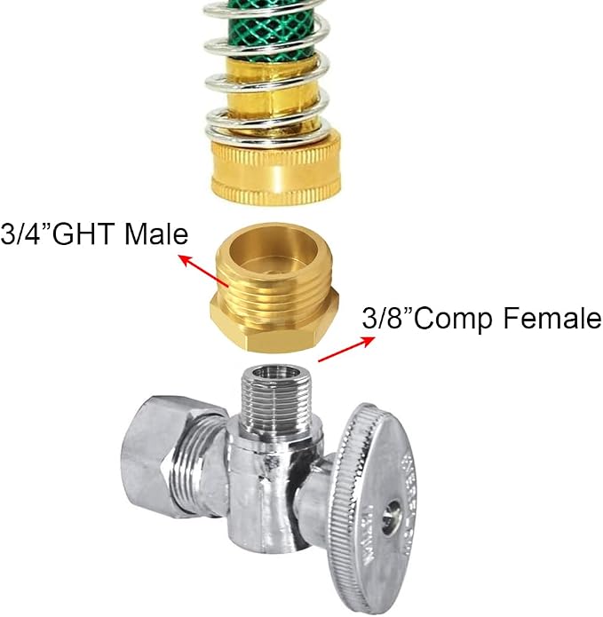 Joywayus 2PCS 3/4 GHT Male to 3/8 Compression Female Thread Bushing Pipe Fitting - Image 3