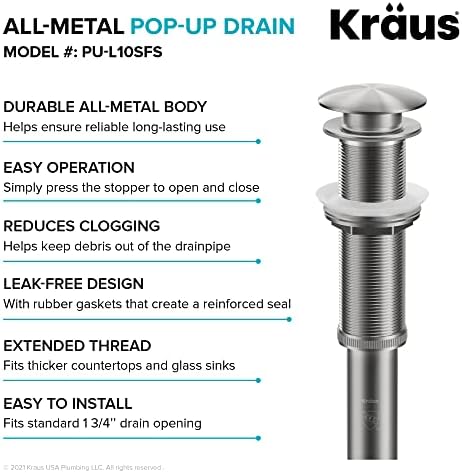KRAUS Bathroom Sink Pop-Up Drain - Image 5