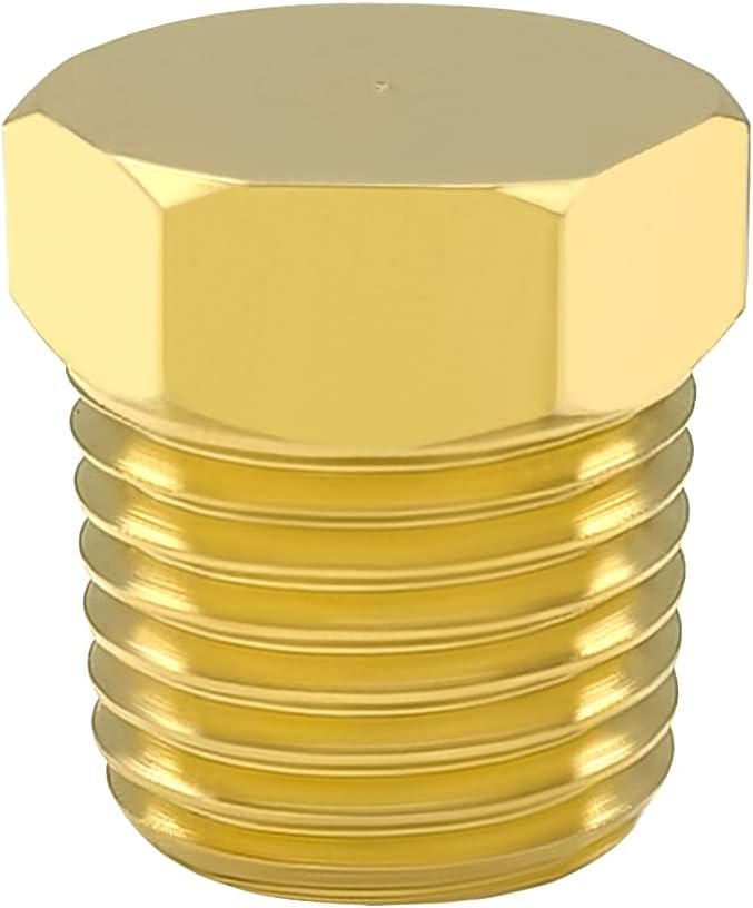 Hooshing 6PCS Brass Pipe Fittings 1/8" NPT Male Outer Hex Head Pipe Plug - Image 3