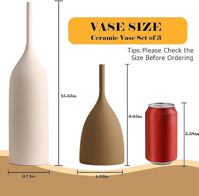 Ceramic Vases Set of 2, Modern Boho Vases - Image 2