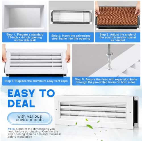 12"x4" Return Air Pathway Vent Kit, 95% Sound & Light Blocking, 5-piece Wall - Image 4