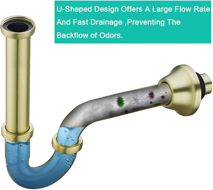 Brass P Trap U-Shape 1 1/4 Sink Drain Pipe - Image 5