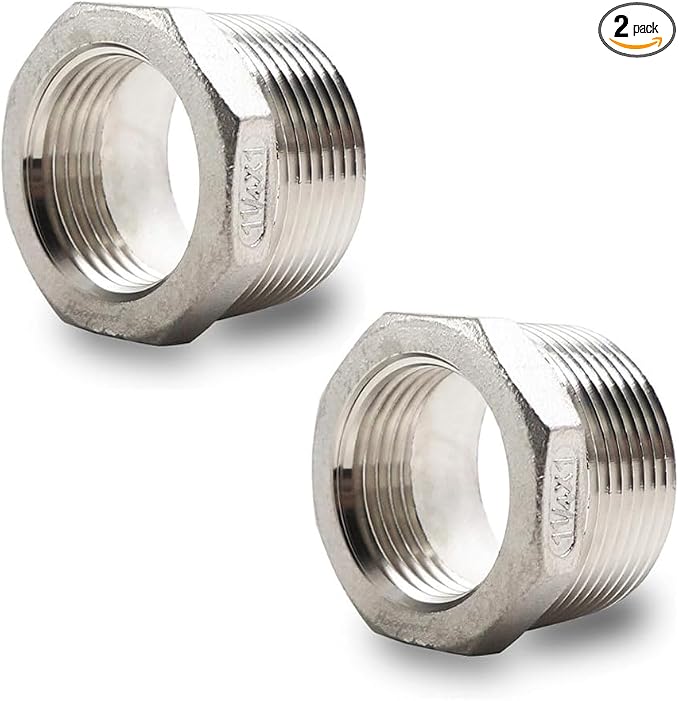 Reducing Bushing Pipe Adapter 1-1/4 MIP x 1 FIP, 304 SS by Horiznext