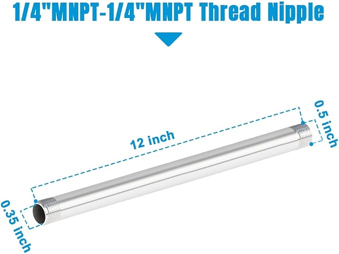 Quickun 304 Stainless Steel Pipe Fitting, 1/4" NPT x 1/4" NPT Male Malleable - Image 2
