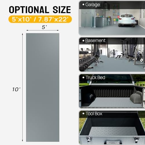 Bonnlo 5x10 FT Garage Floor Mat, Thickened Diamond Plate Garage Floor Covering - Image 7