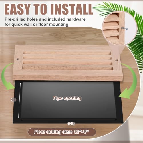 Weysat 1 Pcs 6 x 12 Inch Oak Hardwood Air Return Vent Cover - Image 5