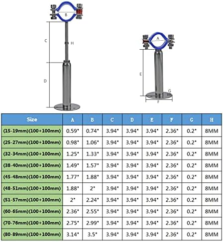 2PCS 304 Stainless Steel Wall Mount Ceiling Mount Pipe Supports, Adjustable - Image 2