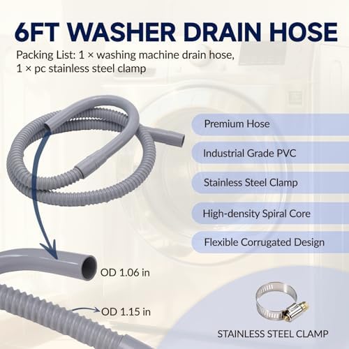 6FT Universal Washer Drain Hose Leak-Proof & Cut-to-Fit PVC Hose - Image 2