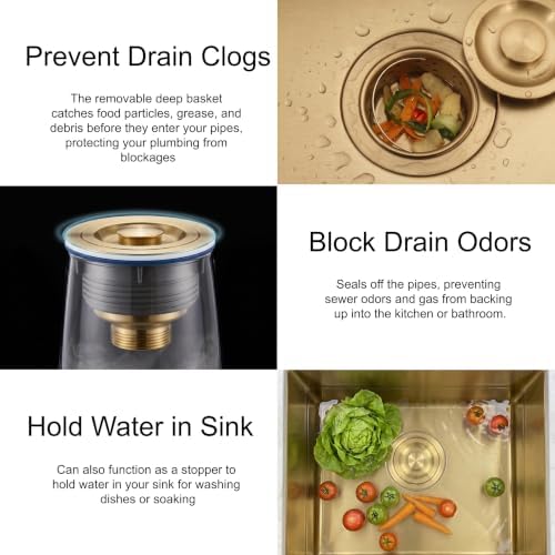 LQS Kitchen Sink Drain Strainer Assembly, Sink Drain 304 Stainless Steel - Image 4