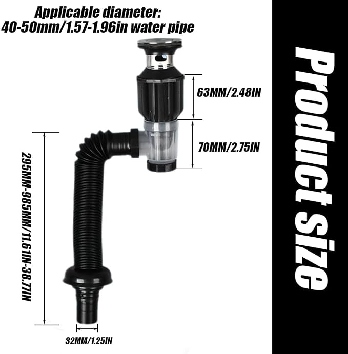 Bathroom Sink Drain Kit, P-Trap Sink Drain Pipe Tube, Flexible Expandable Sink - Image 2