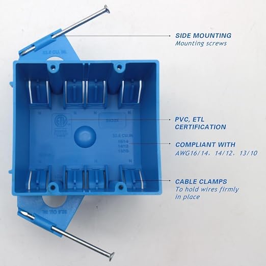 PVC Double Gang New Work Wall Electrical Box, 3 Pack | 32cu; Switch and Outlet - Image 5