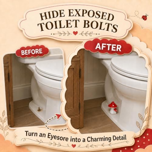 boeemi Ceramic Mushroom Toilet Bolt Covers, Tool-Free Install 2 Pack - Image 2