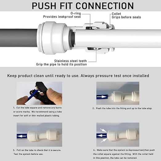 Malida 1/4inch Tube to 3/8inch Tube push fit straight quick connect - Image 5