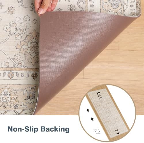 6'6" x 10'Durable Vinyl Rugs for Living Room, Vintage Floral Pattern for Dining - Image 4