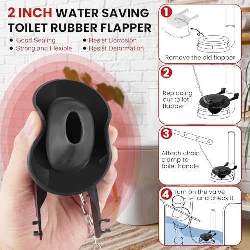 Saillong Universal Toilet Flusher Replacement Kit, Fill Valve, 2-Inch Flapper - Image 5
