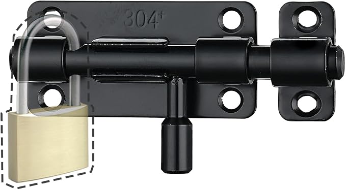 JQK Door Security Slide Latch Lock Barrel Bolt, 304 Stainless Steel Sliding - Image 7