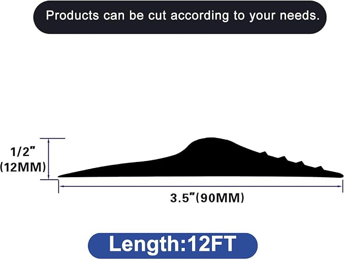 ToLanbbt 12Ft/3.7M Universal Garage Door Rubber Threshold Strip - Image 2