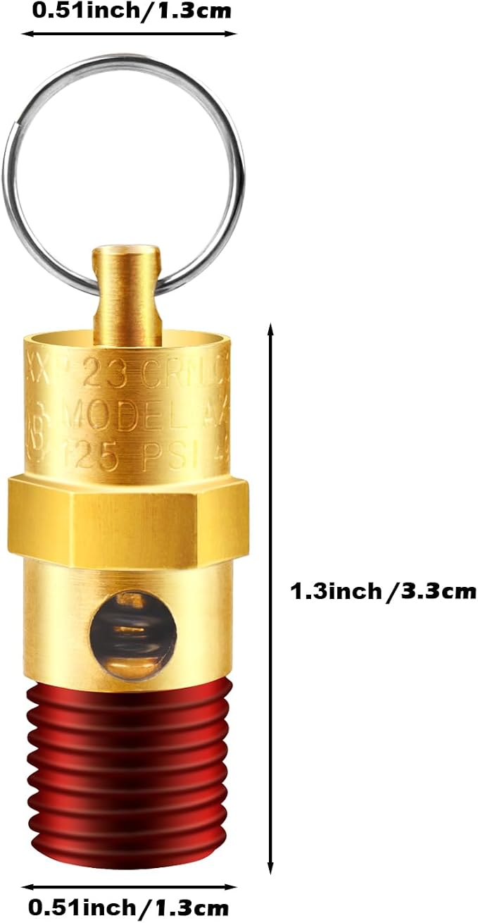 1/4'' NPT Male 125 PSI Air Compressor Pressure Relief Valve Brass | Safety - Image 2
