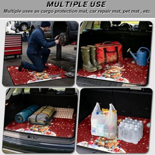 Red Christmas Cow Universal Cargo Liner Gardening Trunk Mat Waterproof Cargo - Image 3