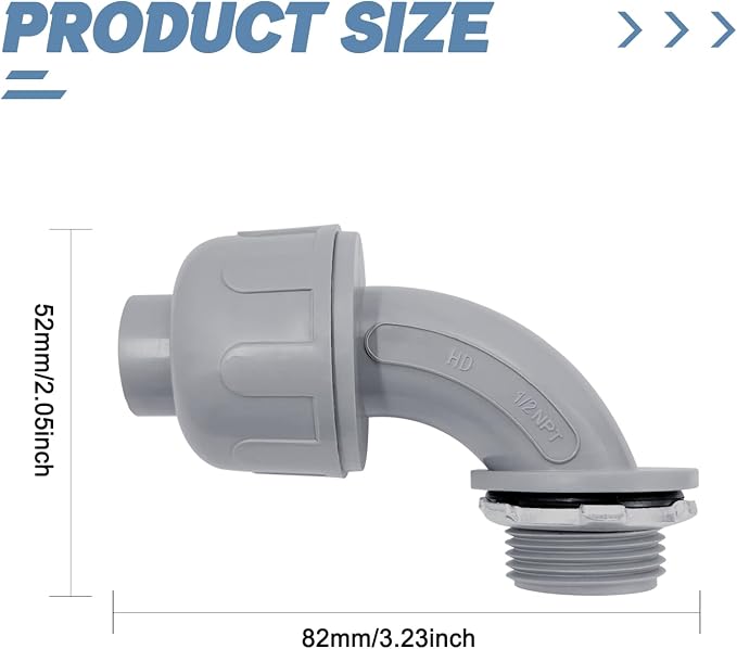 1/2 inch Liquid Tight Connector 90 Degree PVC Flexible Conduit Connector - Image 2