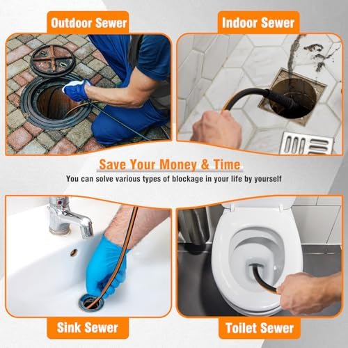 100FT Sewer Jetter Kit for Pressure Washer, 1/4" NPT Corner Drain Cleaner Hose - Image 3