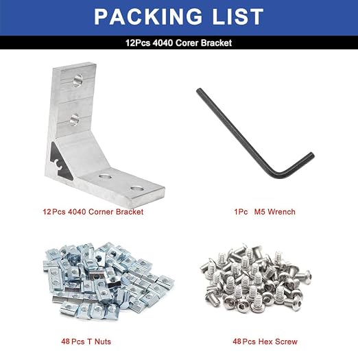 12pcs 4040 Corner Bracket Angle Aluminum Extrusion Hardware Silver | 4040 - Image 3