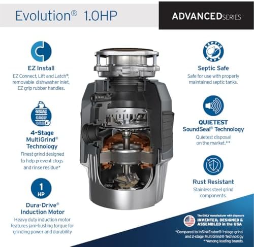 InSinkErator EVOLUTION 1HP 1 HP, Advanced Series Continuous Feed Food Waste - Image 2