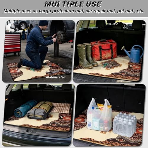 ELEQIN Southwest Cactus Aztec, Car Cargo Liner, All Weather Heavy Duty Trunk Mat - Image 3