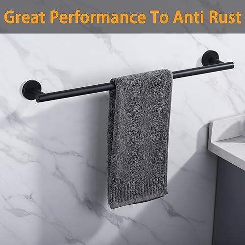 Towel Bar for Bathroom Matte Black, 27Inch Towel Rack Wall Mounted, Thicken - Image 4