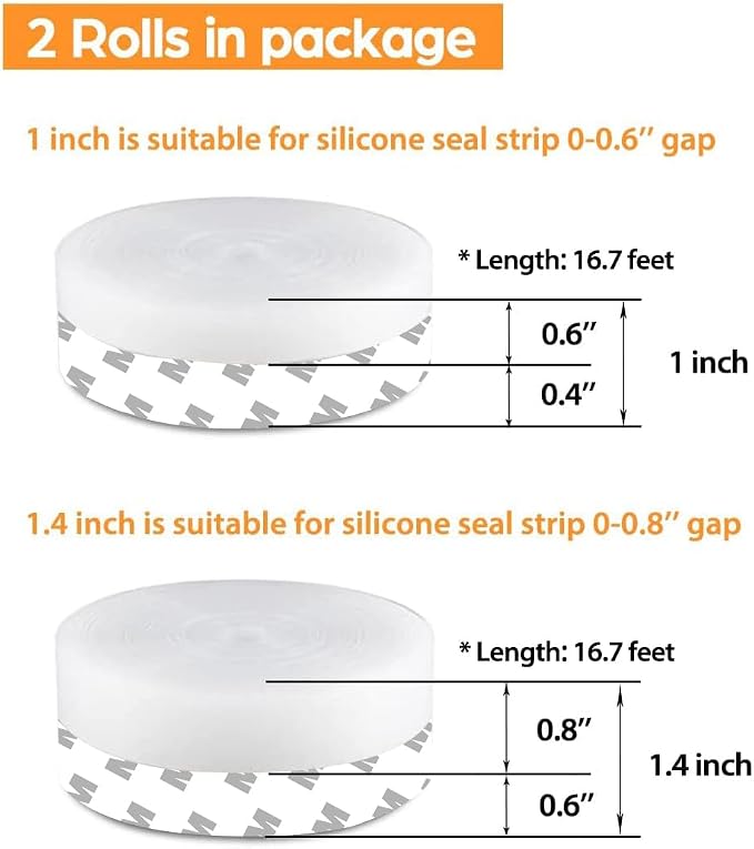 33.5 Ft Weather Stripping Door Seal Strip, Silicone Tape - Image 2