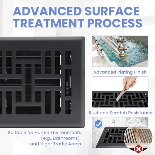 Howeall 4x8 Inches Heavy Duty Walkable Floor Register Easy Adjust Air Supply - Image 3