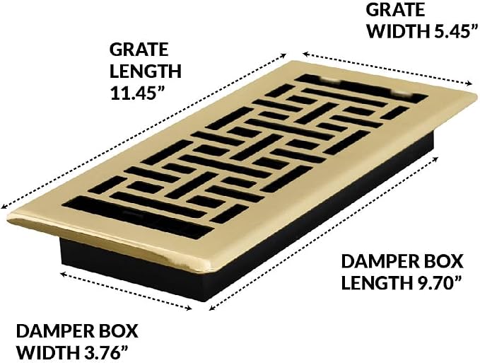 Decor Grates AJH410 Oriental Floor Register, Bright Brass - Image 7