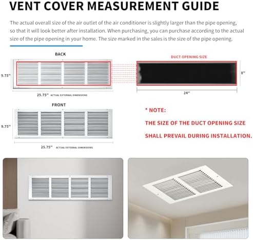 24x8 Return Air Grille, Air Return Vent Cover, Flat Vent Cover, Rejillas De - Image 4