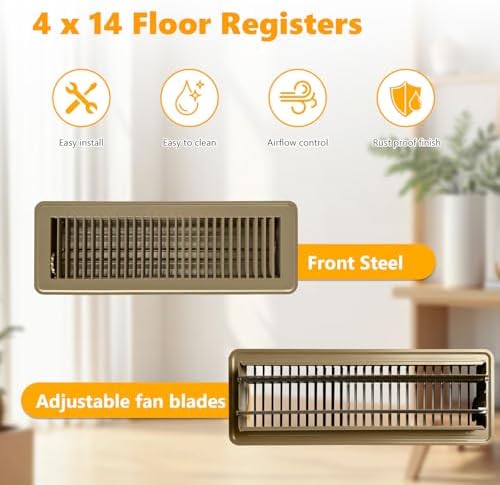 4 Pack Floor Vent Covers, Floor Register 4" x 14", Adjustable Decorative Vent - Image 3