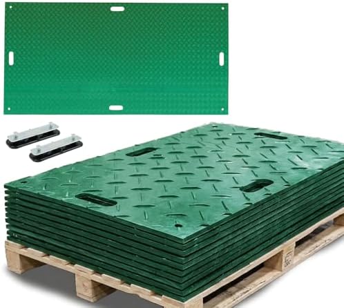 12 Pack 4' x 8' Green Ground Protection Mats w/Double Sided Diamond Plated by MyteeProducts
