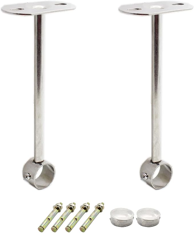 2 Pack Ceiling Mount Bracket, Stainless Steel Wardrobe Pipe Bracket Rod Holder by MetalTools