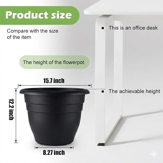 RooTrimmer 6 Pack 16 Inch Large Plant Pots Outdoor, Heavy Duty Plastic Planters - Image 2