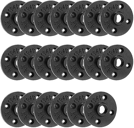 1/2" Heavy Duty Black Floor Flange, Home TZH 20 Pack Malleable iron Pipe Flange by HomeTZH