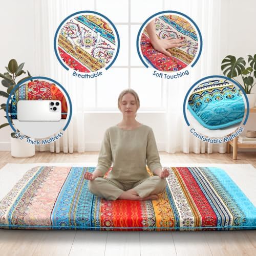 SCHNAUZER HOME Japanese Floor Mattress Futon Mattress Queen 3.5" Thick Boho - Image 2