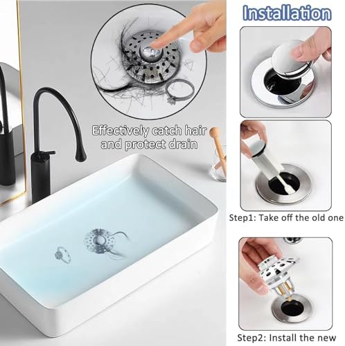 AzWzz Bathroom Sink Stopper, Sink Hair Catcher, Bathroom Sink Drain Strainer - Image 2
