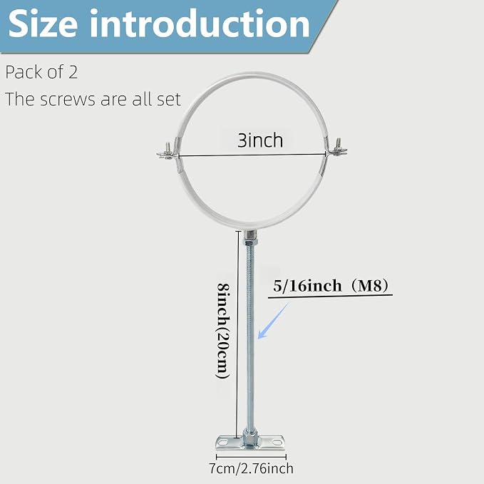 2 Sets Adjustable Pipe Bracket，Heavy Duty Galvanized Iron Stove Pipe Hanger - Image 2