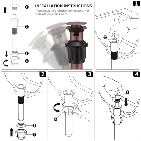 Pop Up Bathroom Sink Drain Assembly - Image 6
