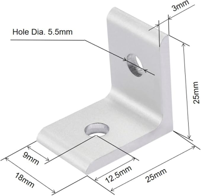BELLA BAYS 20Series 20Sets Silver 90 Degree Corner Bracket, Standard Corner - Image 2