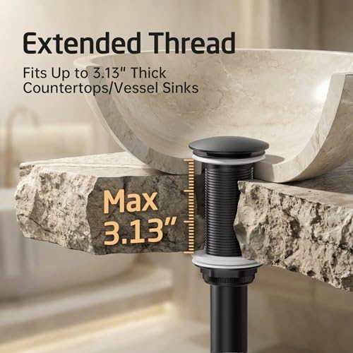 KES All Metal Pop Up Drain Without Overflow, Extended Thread - Image 2