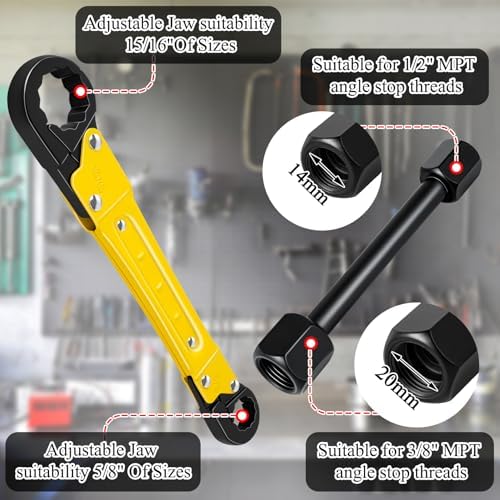 Ponpon Angle Stop Wrench Kit, Plumbing Tools, Angle-on Plumber Wrench - Image 3