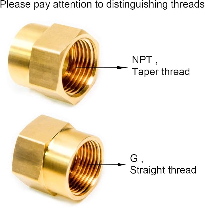 Joywayus 1/2" G Thread Female × 3/4" NPT Thread Female Brass Pipe Fitting - Image 3