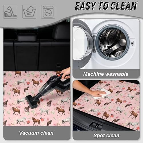 ELEQIN Pink Floral Horse SUV Trunk Mat Cargo Liner - Image 5