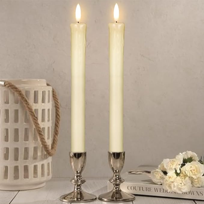 GenSwin Drip Wax Flameless Taper Candles Battery Operated - Image 4
