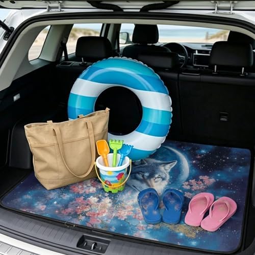 Wolf Cherry Blossom Trunk Mat for Car Snow Gear Trunk Mat Universal Waterproof - Image 2