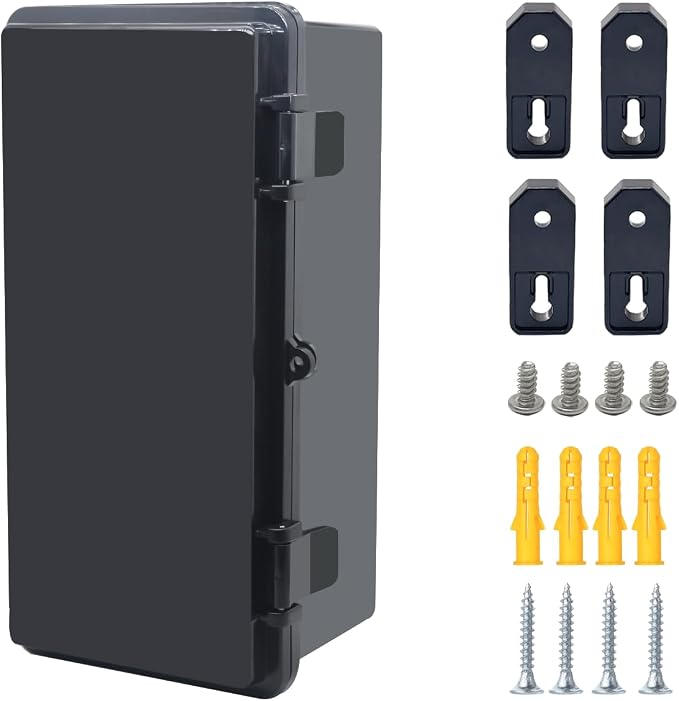 Junction Box, Hinged Black Cover IP67 Waterproof ABS Project Box by Otdorpatio